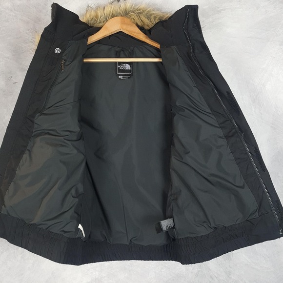 The North Face Vest Womens Small Black 600 Down Hooded Faux Fur Puffer Quilted - Picture 9 of 16